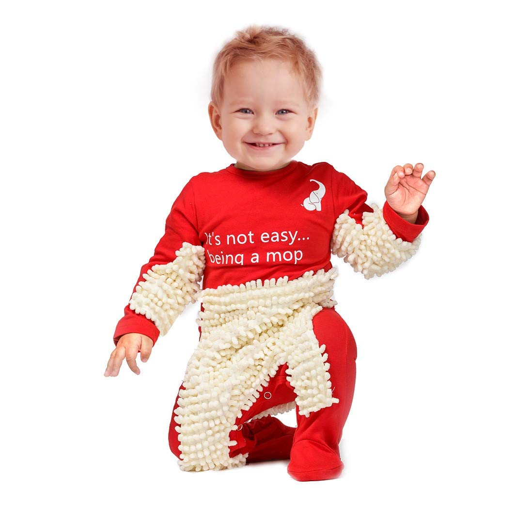 Cute Baby Mop Onesie - Funny And Functional, Perfect As A Long Sleeve Romper For Your Crawling Baby And For Use As An Everyday B