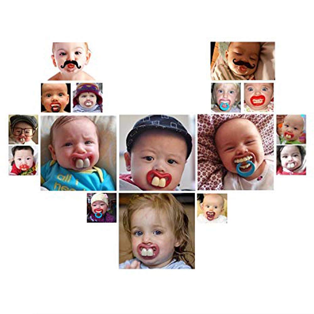 Funny Pacifiers For Babies,Newborn Pacifier,Funny Pcifiers For 0-6 Months, Mustache Pacifier,Teeth Binky,Gift Pacifiers For Boys