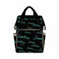 Custom Logo Diaper Bag, Blue And Green Logo Name Black Diaper Backpack Personalized Mummy Nursing Baby Bags Fashion Shoulders Ba