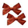 Vintage Velvet Bow Hair Clips for Baby Girl Kids Women Fall Velvet Christmas Hair Bows Barrettes Accessories (2 pcs Rust)