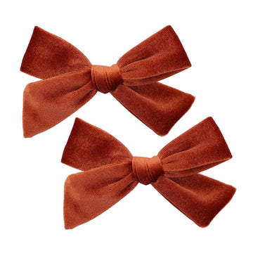 Vintage Velvet Bow Hair Clips for Baby Girl Kids Women Fall Velvet Christmas Hair Bows Barrettes Accessories (2 pcs Rust)