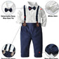 Sangtree Baby Boys Dress Clothes, Toddlers Boys Long Sleeves Button Down Dress Shirt With Bowtie + Suspender Pants Set Gentlemen