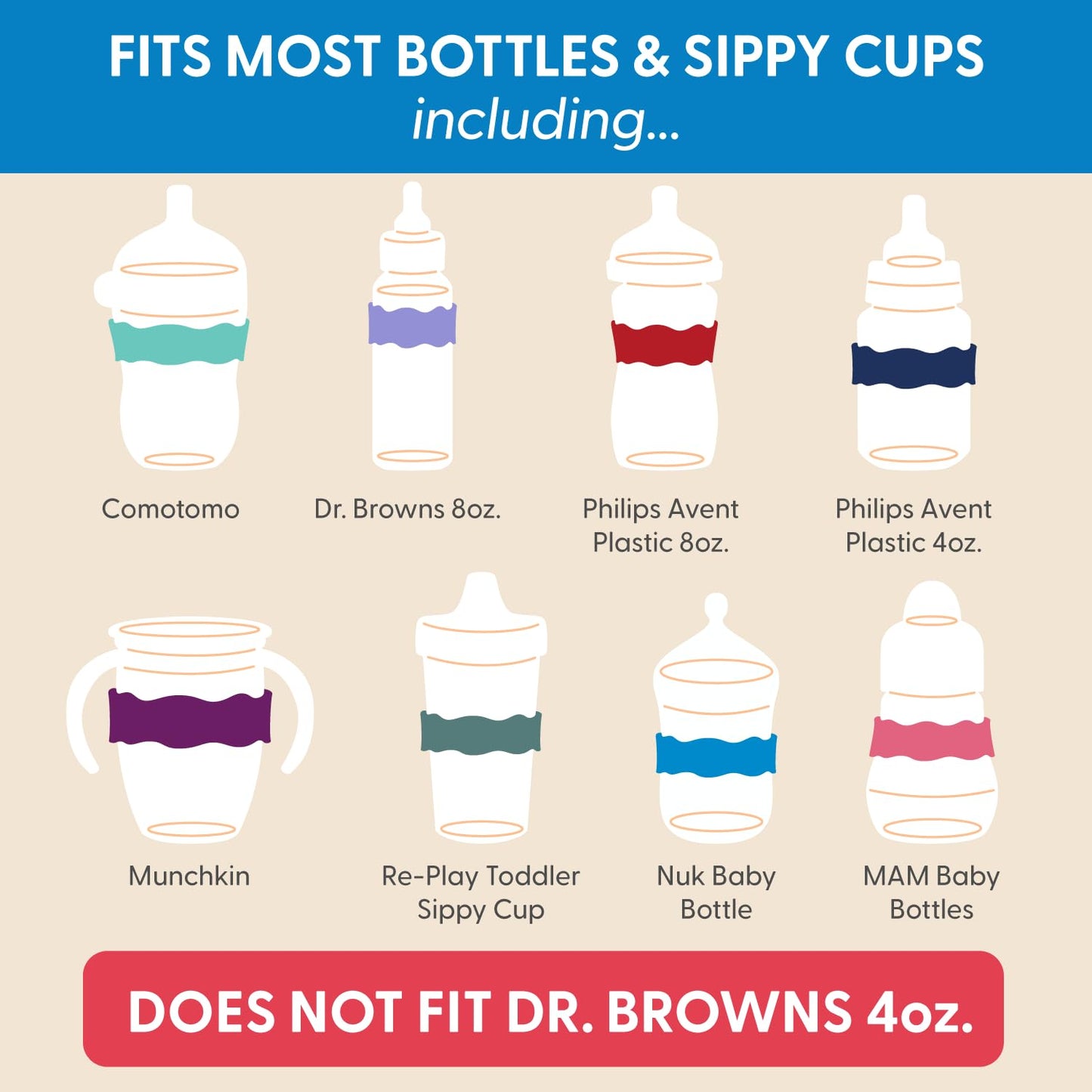 Inchbug Orbit Labels - Baby Bottle Name Labels For Daycare, Sippy Cup Bands - Engraved Silicone, Reusable, Dishwasher Safe, Matc
