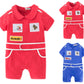 Stylesilove Baby Boy Short Sleeves Chic Car Racer Cotton Romper Halloween Baby Boy Clothes (Red, 90/12-18 Months)