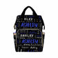 Artsadd Personalized Diaper Bag Backpack With Name, Customized Blue And White Nappy Backpack With Thermal Pockets Multifunction
