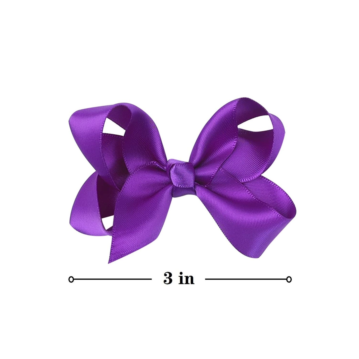 3 Inch Satin Bow For Little Girls - 2 Pcs (Purple)