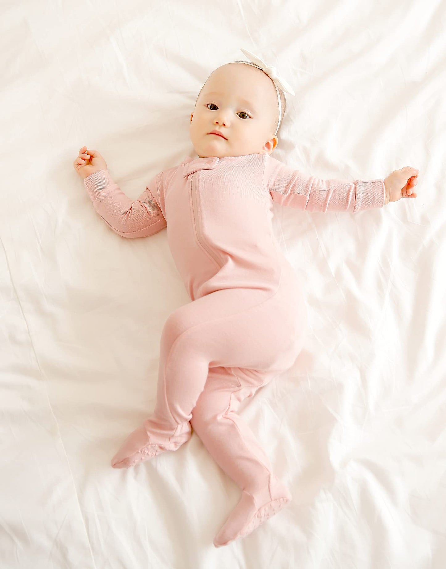 Vaenait Baby Toddler Boys Girls Solid Footie Pajama Cozy Modal Milkpink 0-3M
