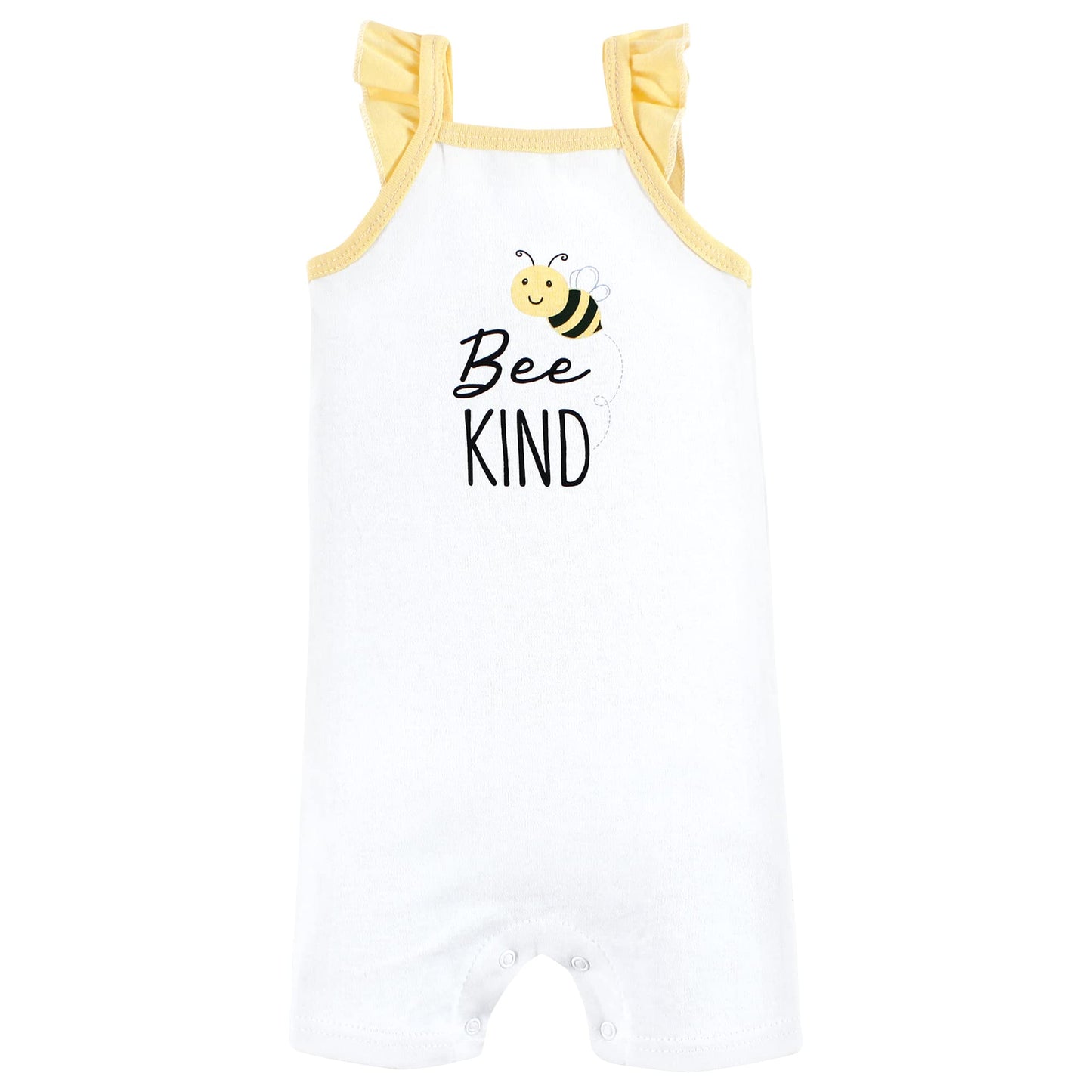 Hudson Baby Unisex Baby Cotton Rompers, Bee Kind, 0-3 Months