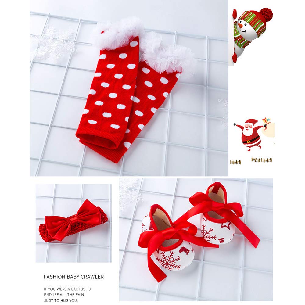 Winmany Newborn Baby Girls Christmas Romper Tutu Dress Outfit Headband Leg Warmer Shoes