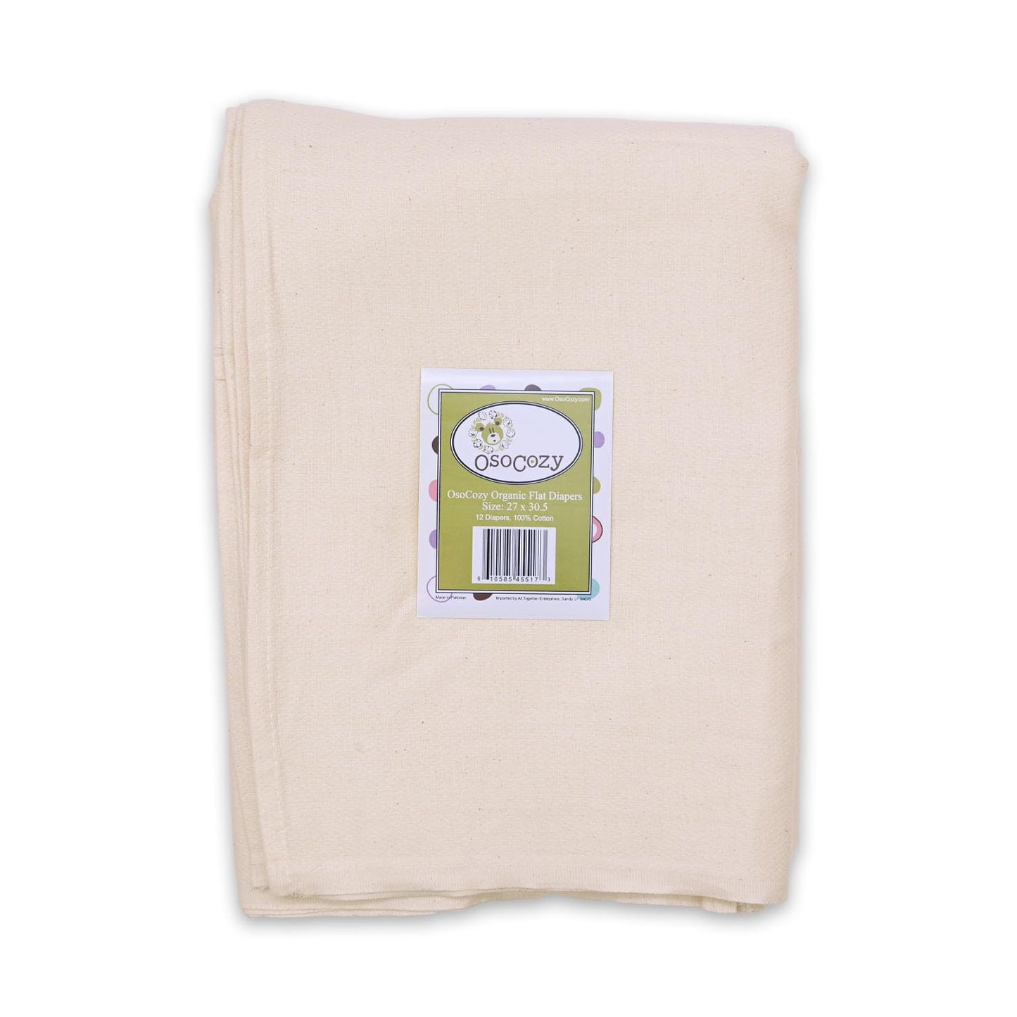 OsoCozy - Organic Flat Cloth Diapers (Dozen) - 27 x 30.5 - One-Layer Nappies Made of Soft, Durable 100% Birdseye Cotton - The Be