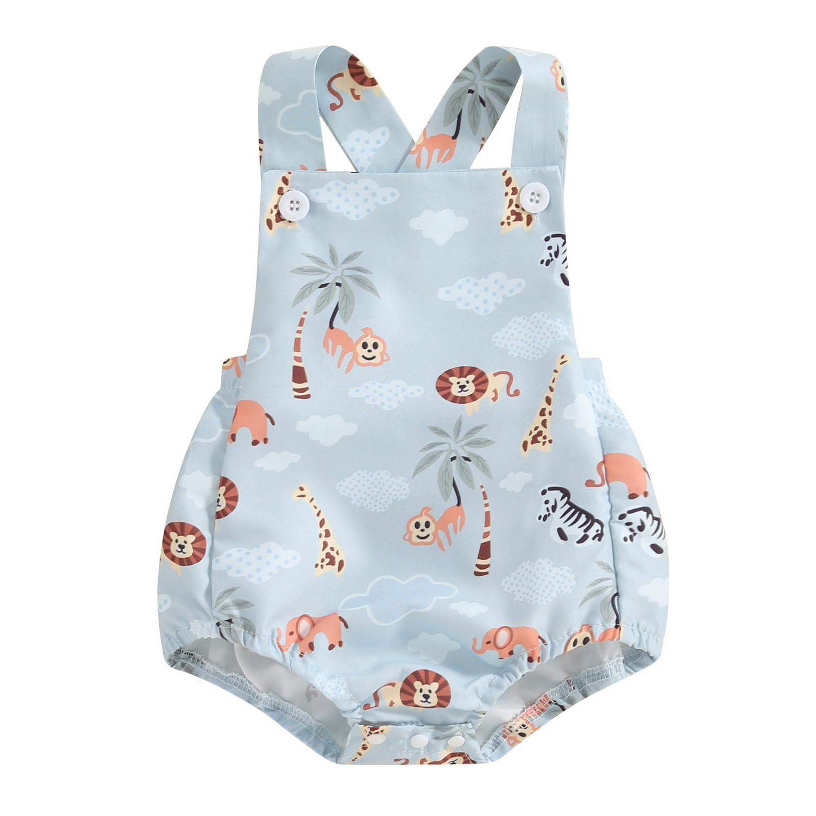 Infant Baby Boys Girls Jungle Safari Zoo Animals Print Romper Overalls Summer Jumpsuit Clothes (Multi-Color, 3-6 Months)
