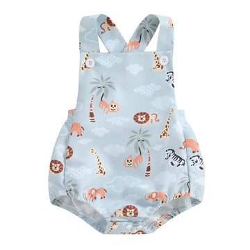 Infant Baby Boys Girls Jungle Safari Zoo Animals Print Romper Overalls Summer Jumpsuit Clothes (Multi-Color, 3-6 Months)