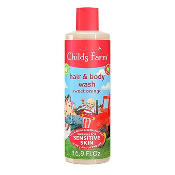Childs Farm, Kids Hair & Body Wash For Dry, Sensitive Skin, Organic Sweet Orange, Gently Cleanses, Vegan, Cruelty-Free, 16.9 Fl