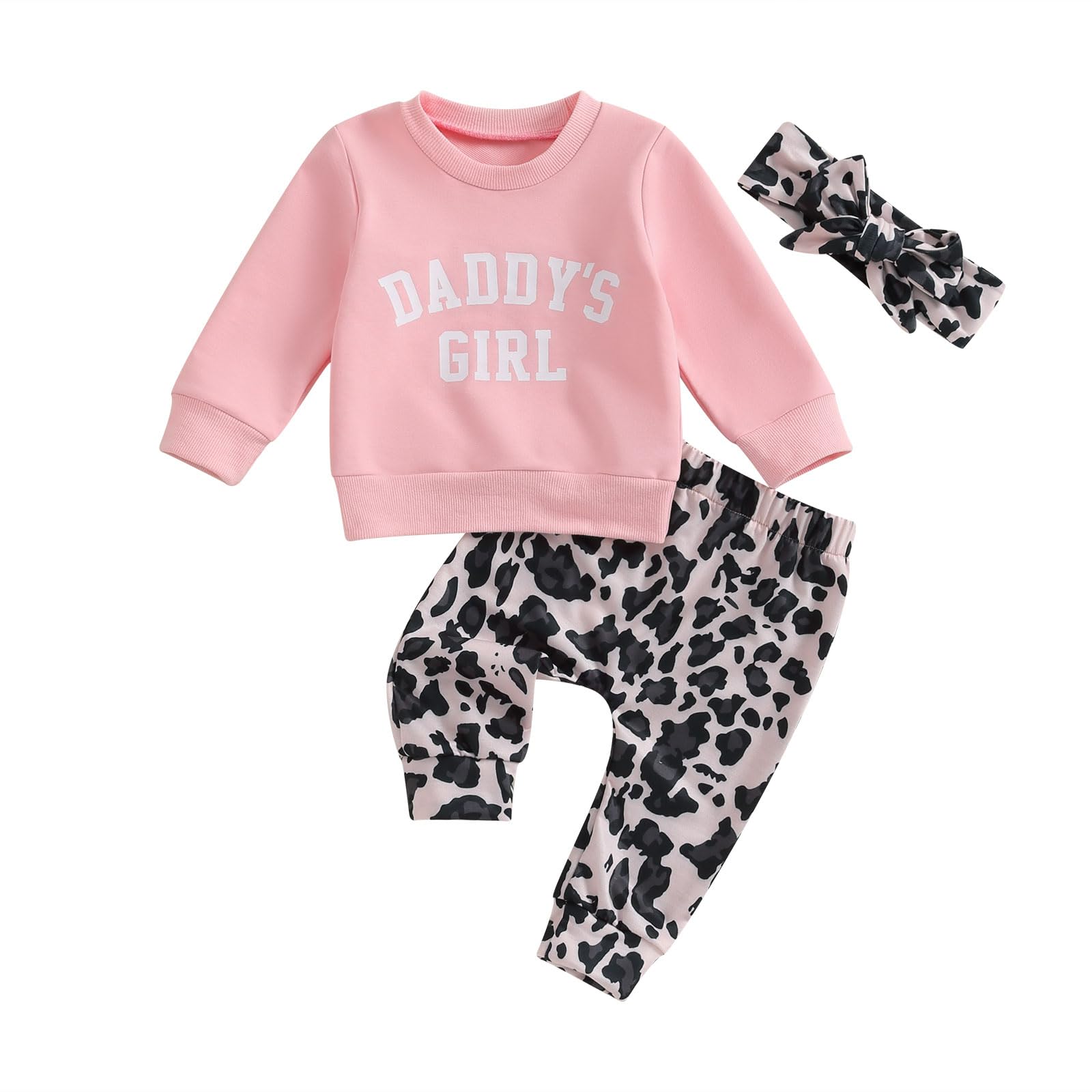 Ciycuit 3Pcs Baby Girl Outfits Letter Print Sweatshirt + Pants + Headb – Cutebab WBBAPB0CJRMY9CR