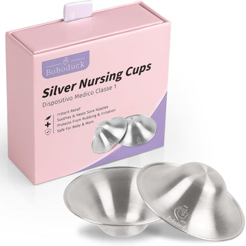 Boboduck The Original Silver Nursing Cups - Nipple Shields For Nursing Newborn, Newborn Breastfeeding Essentials Must Haves For