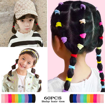 60 Pcs Baby Hair Ties For Toddlers Kids And Girls With 10 Cute Colors - Mini Seamless Elastic Hair Bands Small Ponytail Holder (