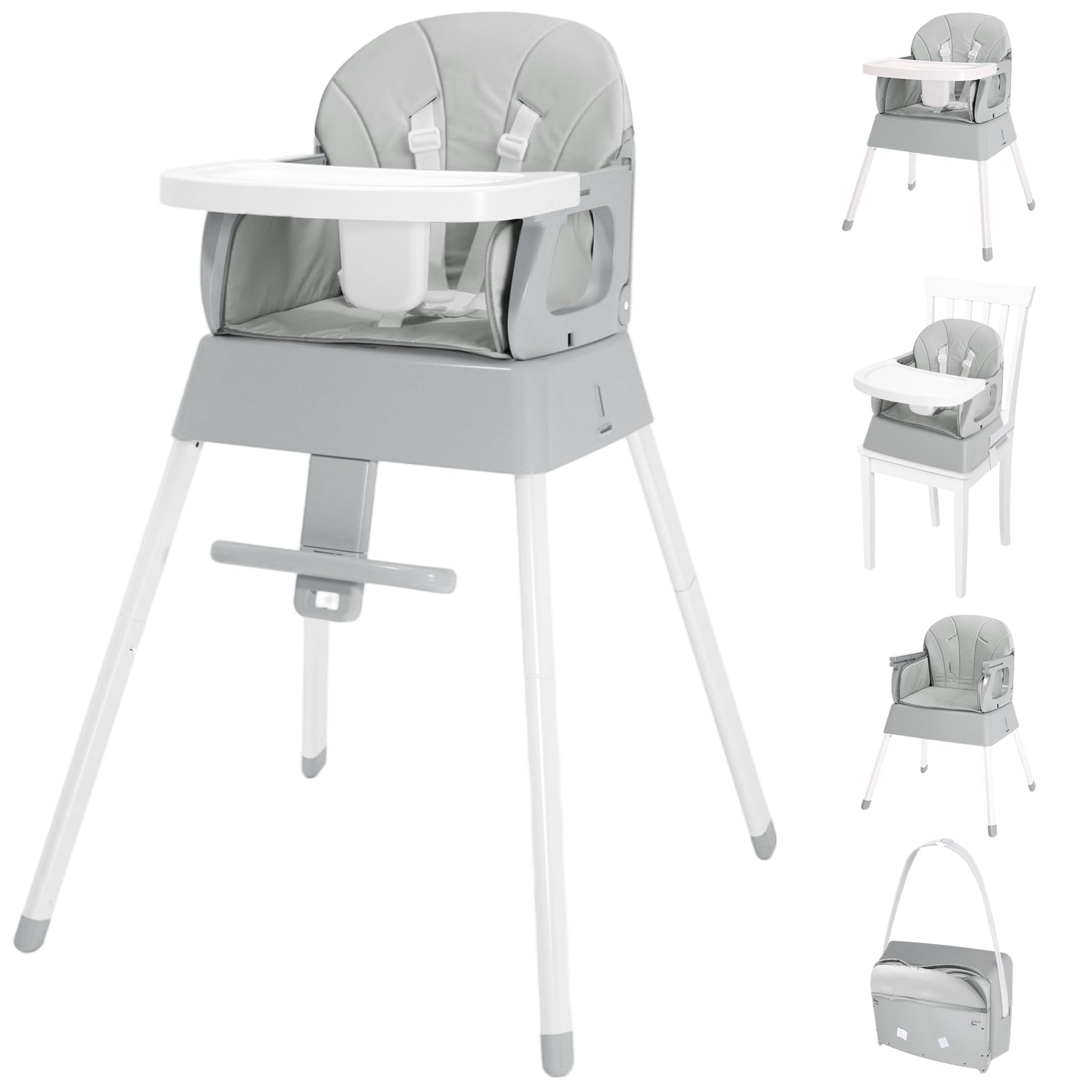 5 in 1 Foldable Baby High Chair,Convertible Highchair for Babies and Toddlers-Portable Infant Booster Seat,Carry Small Box,Dinin