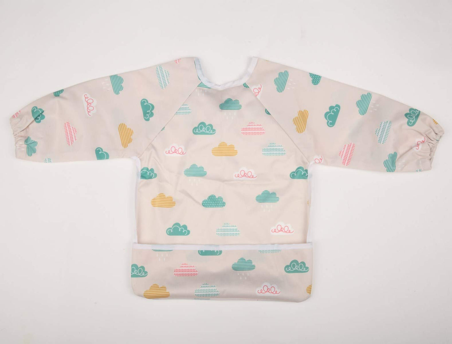 Sigzagor Baby Bib Sleeved Shirt With Pocket 1-3 years old Toddler Painting Drawing (Cloud)