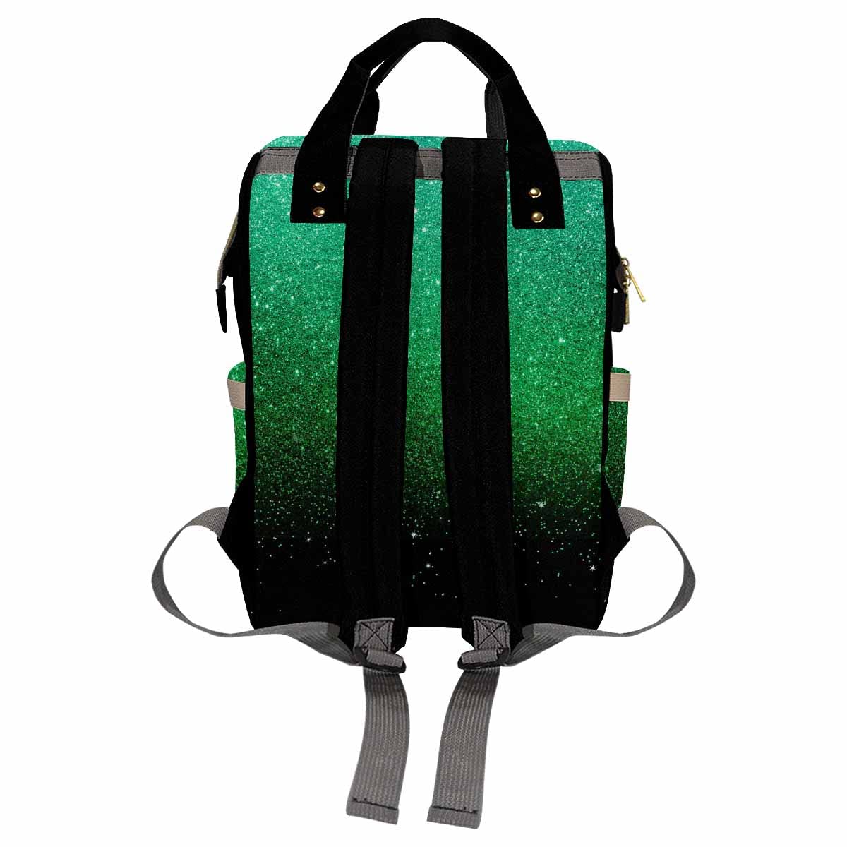 Artsadd Customized Baby Girl Diaper Backpack, Green Glitter Stars Nappy Backpack Personalized Name Baby Bags With Insulated Pock