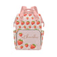 Personalized Diaper Bag Backpack for Women, Custom Name Nursing Mommy Daypack, Diaper Bag for Girls Boys, New Mom Gifts (Strawbe