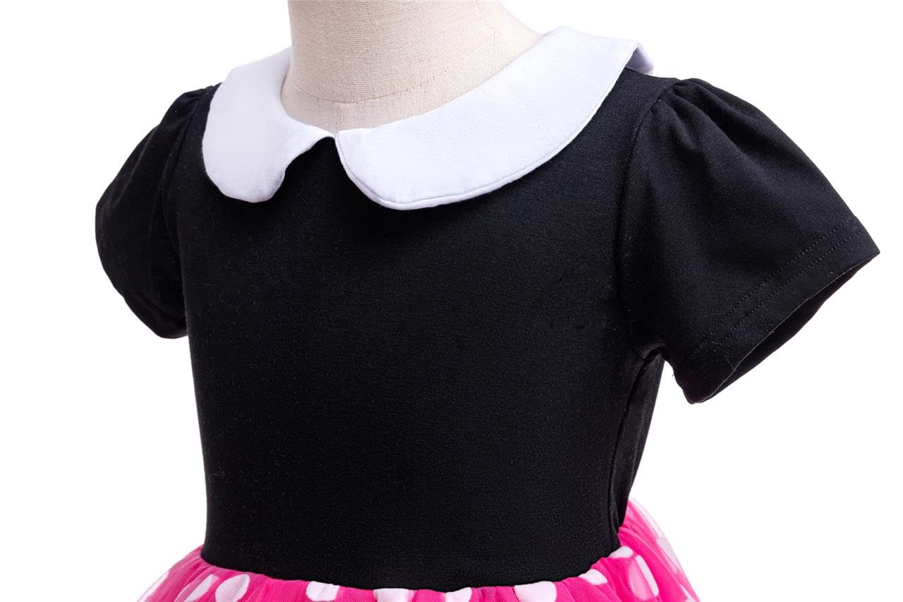 Dressy Daisy Little Girls Polka Dots Fancy Dress Up Halloween Costume Birthday Party Outfit With Mouse Ears Headband Size 5-6, H
