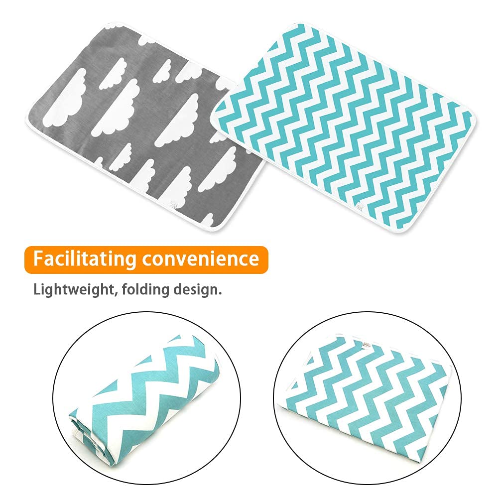 Baby Diaper Changing Pad, Maveek 2 Pack Waterproof Change Mats Infants Portable Diaper Changer Mat For Home,Travel And Outside A