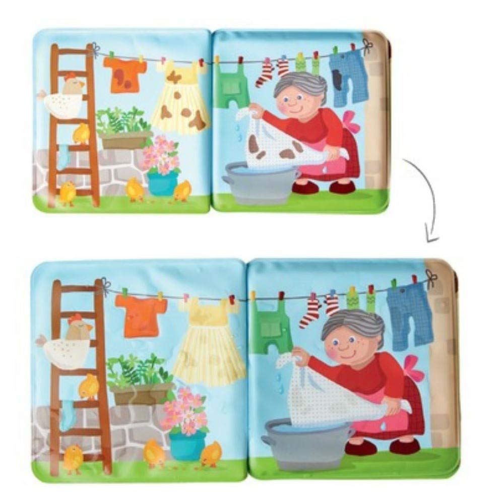 HABA Animal Wash Day - Magic Bath Book - Wipe with Warm Water and the Muddy Pages Come Clean