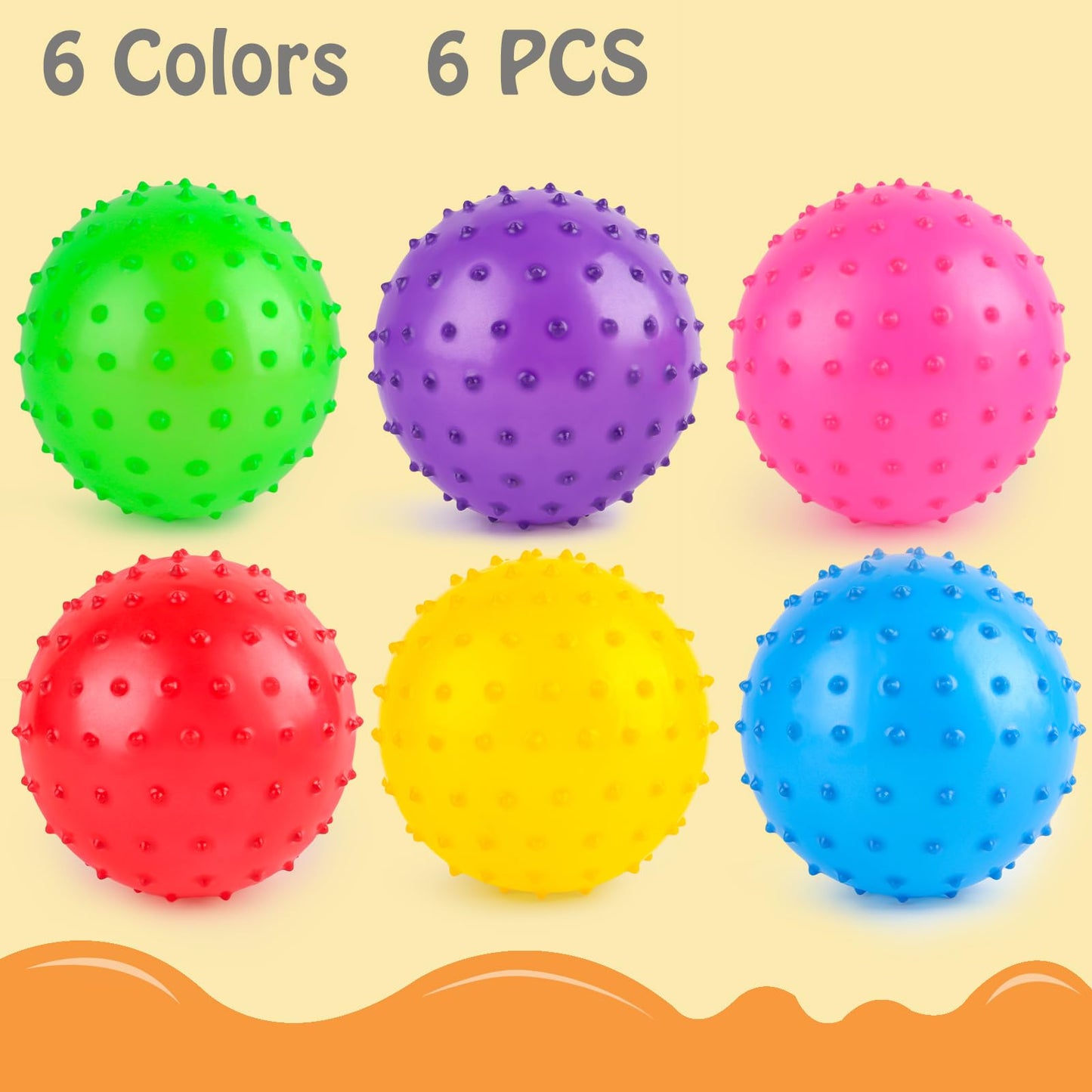 LOVEINUSA 6PCS Bounce Balls with Pump, Knobby Balls 7inch Sensory Balls Spiky Massage Balls for Babies Toddlers