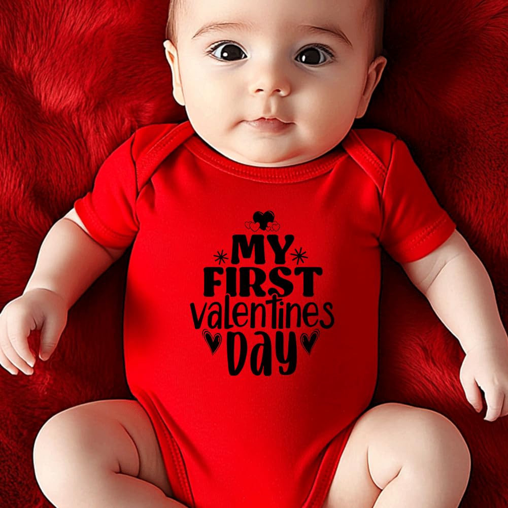 Hrcfbk Infant Newborn Baby Boys Girls My First Valentine'S Day Bodysuit Short Sleeve Romper Layette Set(Red 1,0-3Months)