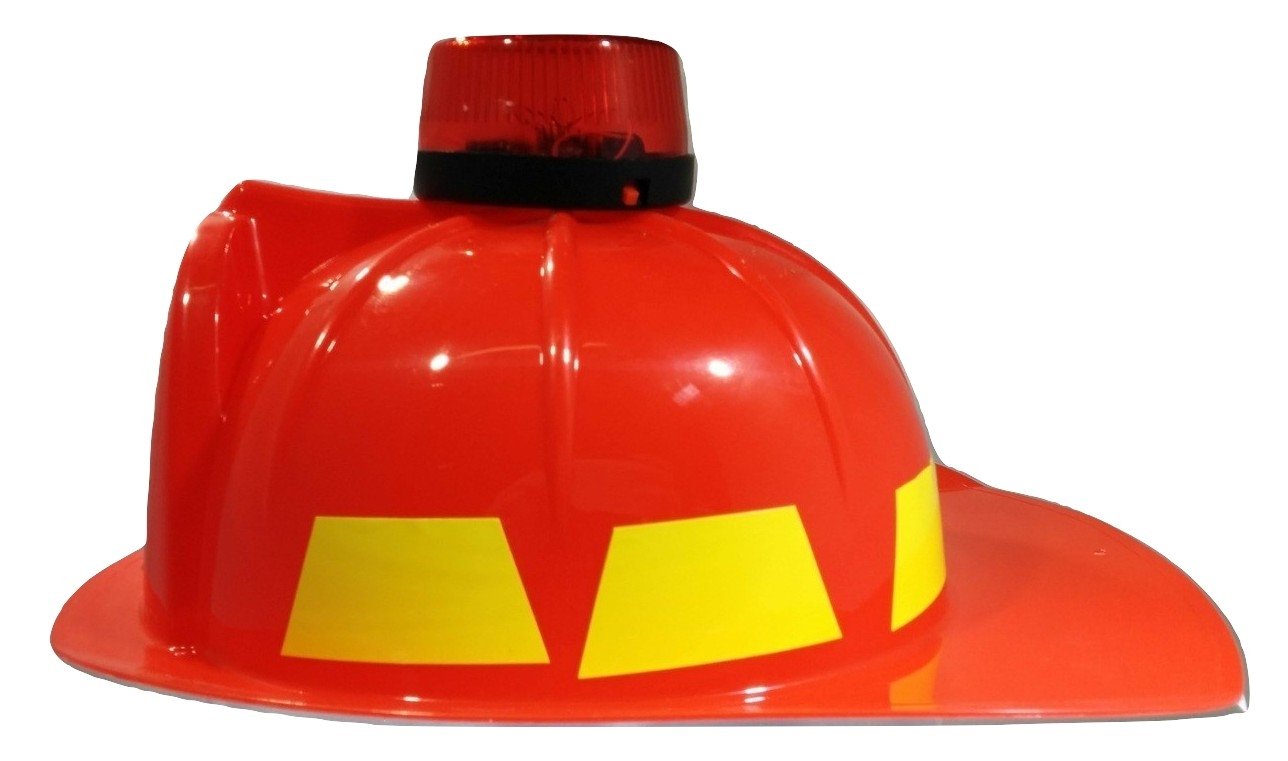 Nicky Bigs Novelties Fireman Helmet With Siren Light And Sounds - Red, One Size, Plastic, For Firefighter Costume, Teens, Hallow