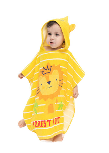 Tonwhar Kids Bath/Pool/Beach Hooded Poncho Towel-Cartoon Animal Pattern Cotton Beach Towel For Baby And Kids (Lion, 1-4 Years/He