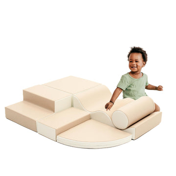 IGLU Soft Play Equipment Climb and Crawl Playground for Kids - 6 XL Forms (Beige/White)
