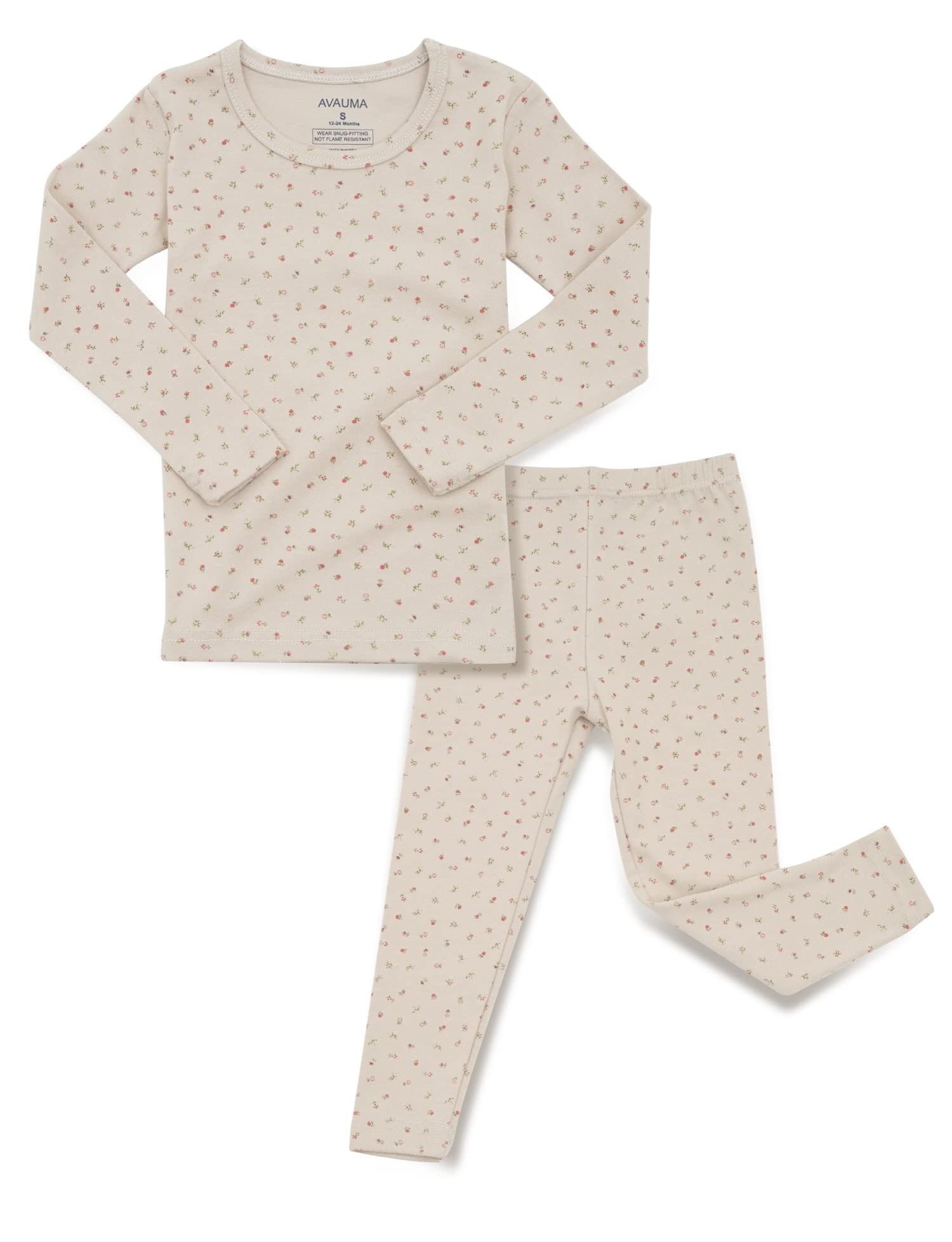 Avauma Baby Boys Girls Pajama Set 6M-7T Kids Cute Toddler Snug Fit Pattern Design Pjs Cotton Sleepwear Flower Pattern (Momo.Mocc