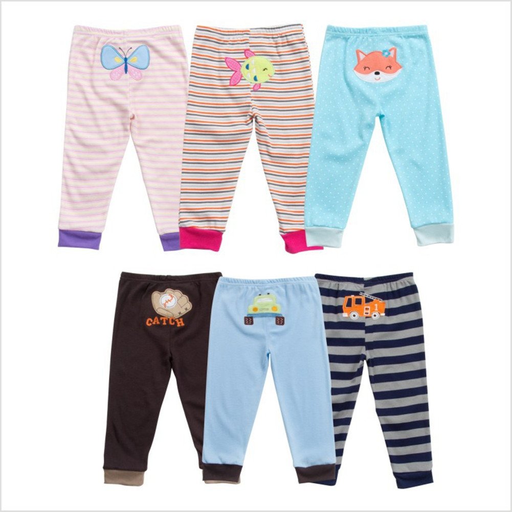 Monvecle Baby Girl 5Pcs Pack Newborn To Toddler Cotton Long Cartoon Pants Gift Set 12M