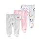 Teach Leanbh Newborn Baby 3 Pack Footed Pants Cotton Embroidery Pringting Casual Leggings 0-12 Months (6-12 Months, Rainbow)