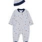Little Me Baby Boy Clothes 2-Piece Baby Sleeper and Cap Set 100% Cotton Footies with Full 2-way Zipper and Scratch Free Tags Bab