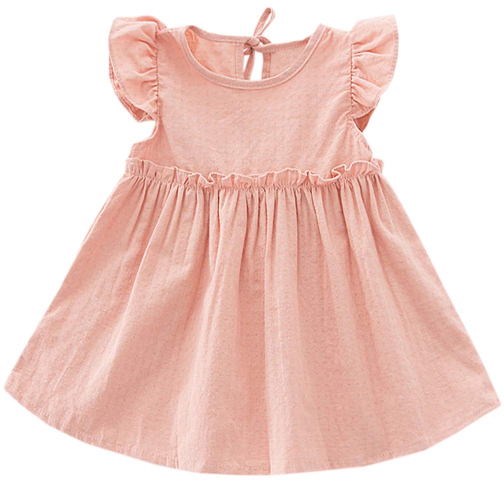 Niyage Baby Toddler Girls Cotton Flutter Sleeve Pleated Tunic Dress Sw – Cutebab WBBAPB083HWFD38