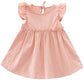 Niyage Baby Toddler Girls Cotton Flutter Sleeve Pleated Tunic Dress Swing Casual Playwear Pink 110