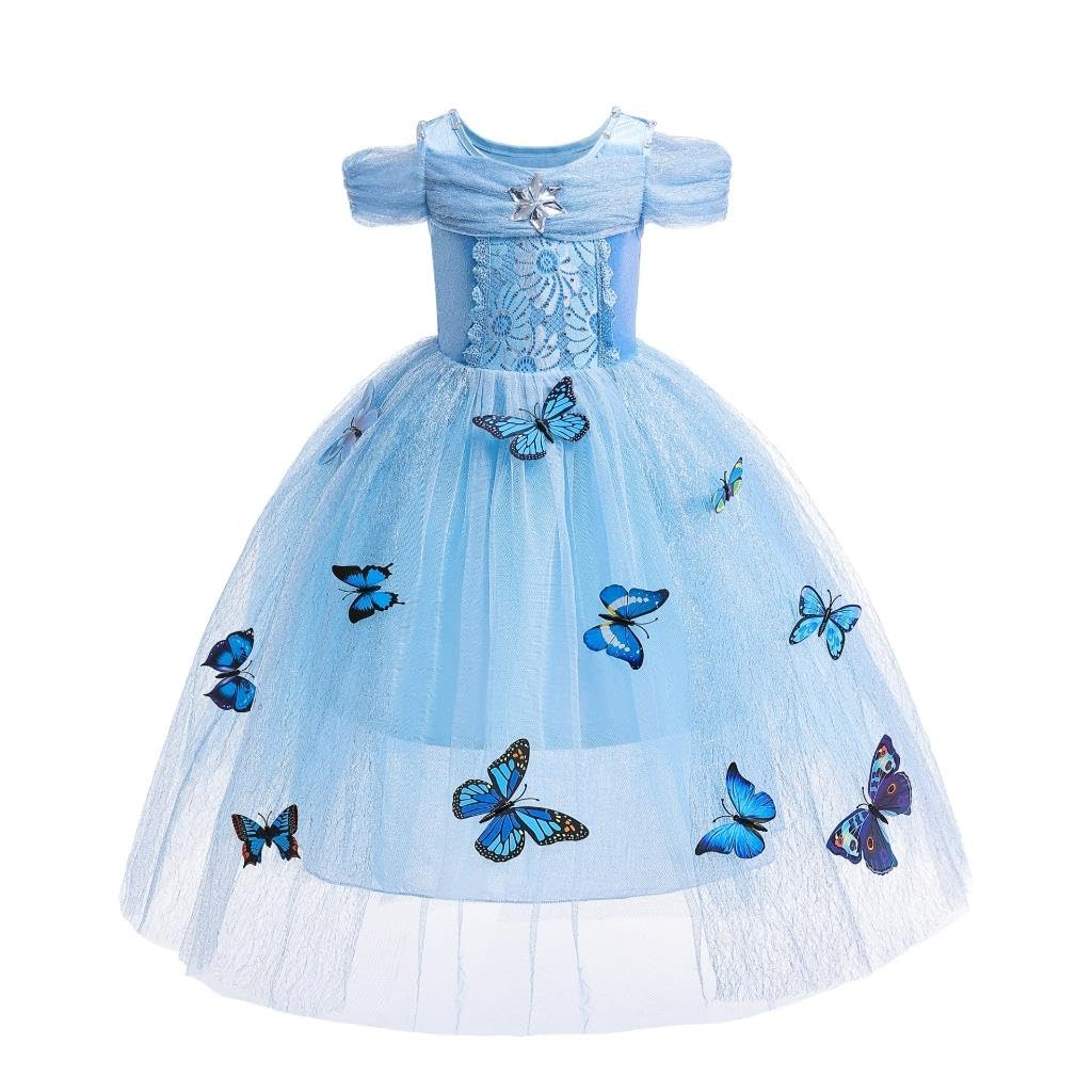 Dressy Daisy Girls' Princess Dress Costume Christmas Halloween Fancy Dresses Up Butterfly Size 4-5 Blue