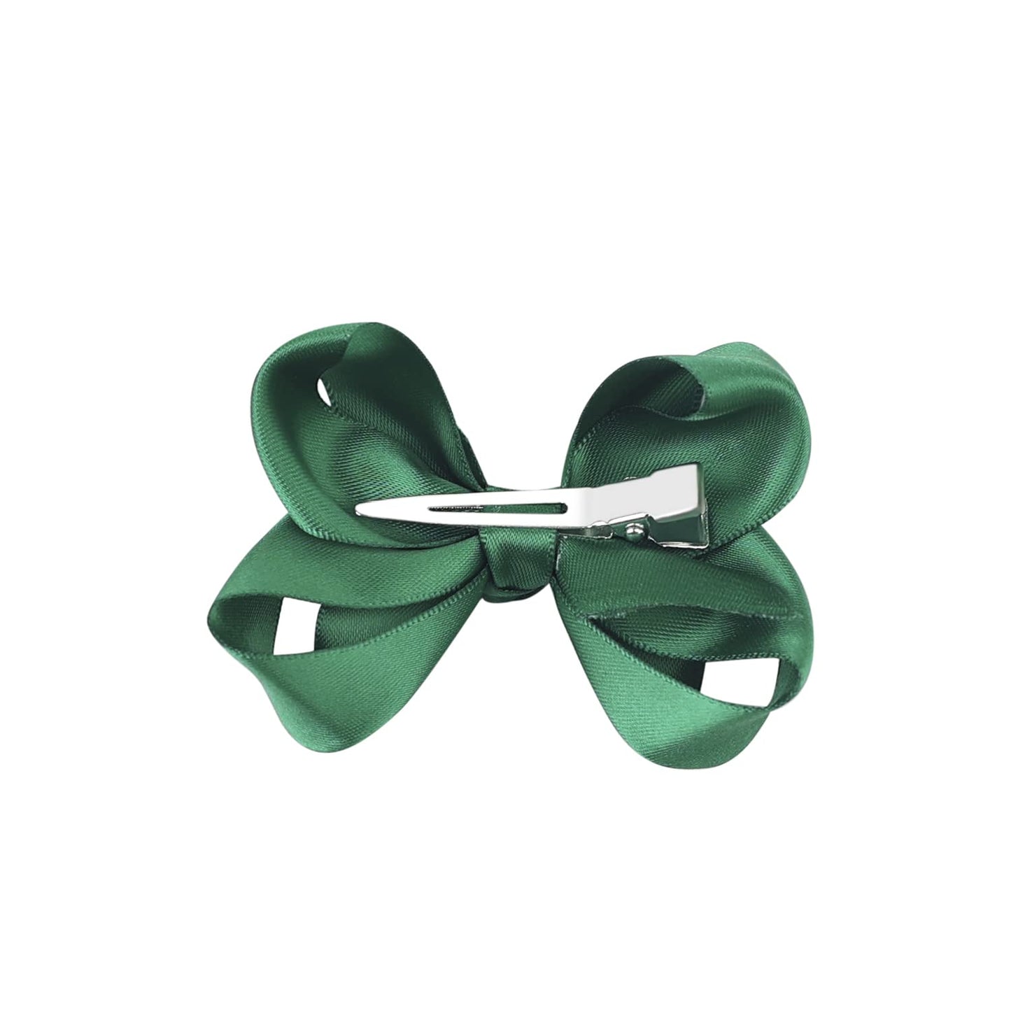 3 Inch Satin Bow For Little Girls - 2 Pcs (Green)