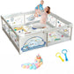 Dawnwake Large Playpen 150X180 Cm For Baby Up To 5 Years With Safety Lock, Baby Playard With Ocean Balls And 2 AntiFall Grasp R