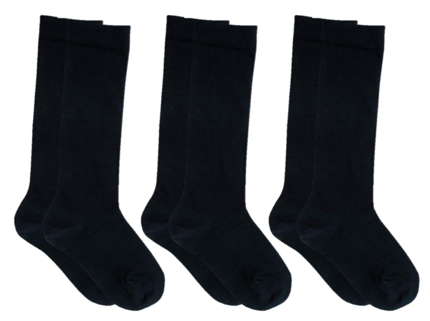 Country Kids Baby Girls Organic Knee Hi Handlinked Toe 3 Pair Pack, Black, 3-12 Months (Sock Size 4-5 / Shoe Size 1-4)