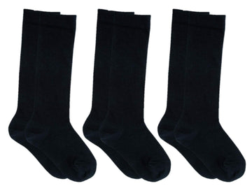 Country Kids Baby Girls Organic Knee Hi Handlinked Toe 3 Pair Pack, Black, 3-12 Months (Sock Size 4-5 / Shoe Size 1-4)