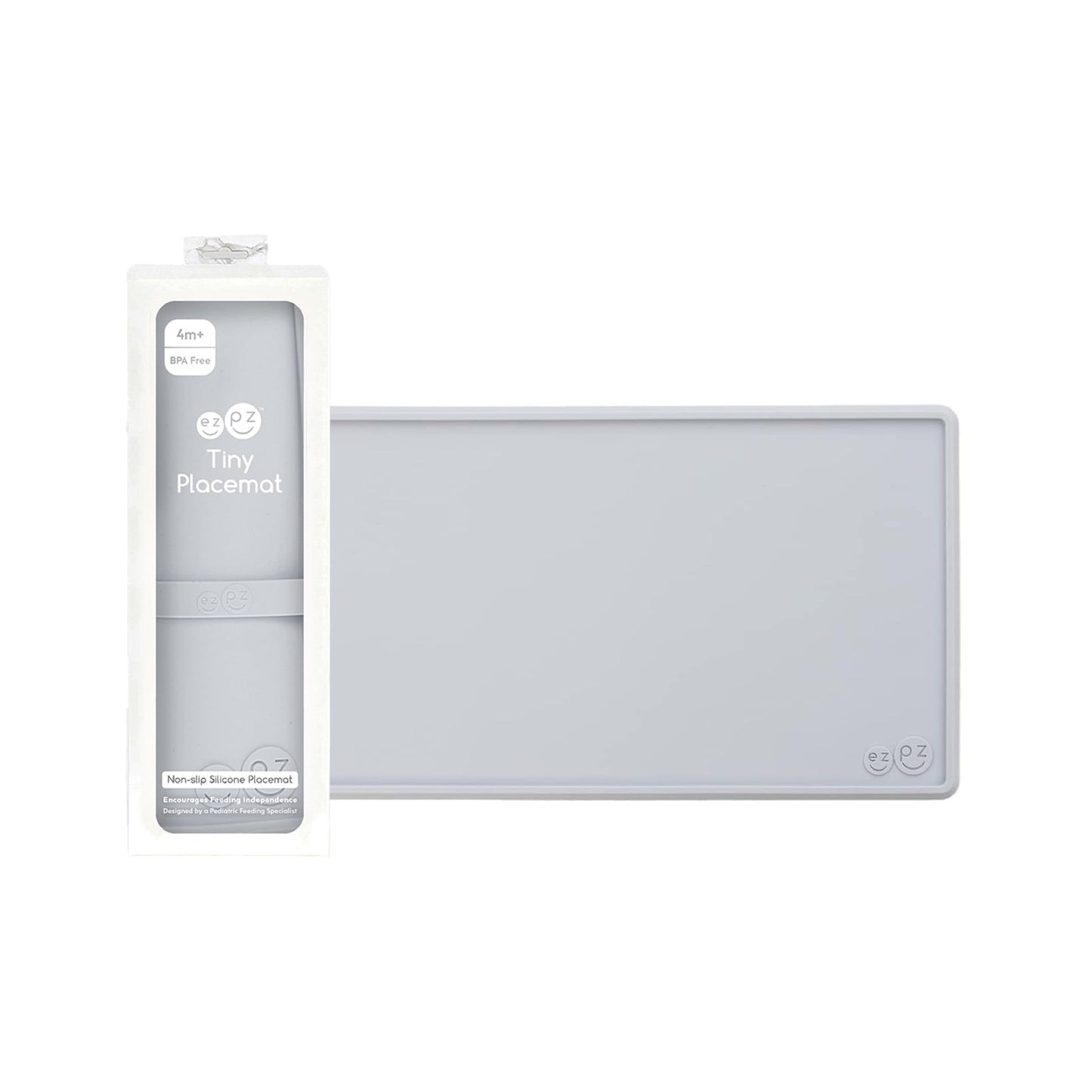 Ezpz Tiny Placemat - 6 Months+ (Pewter) - Non-Slip, 100% Silicone Placemat For Toddlers And Babies - Fits On Most Highchair Tray