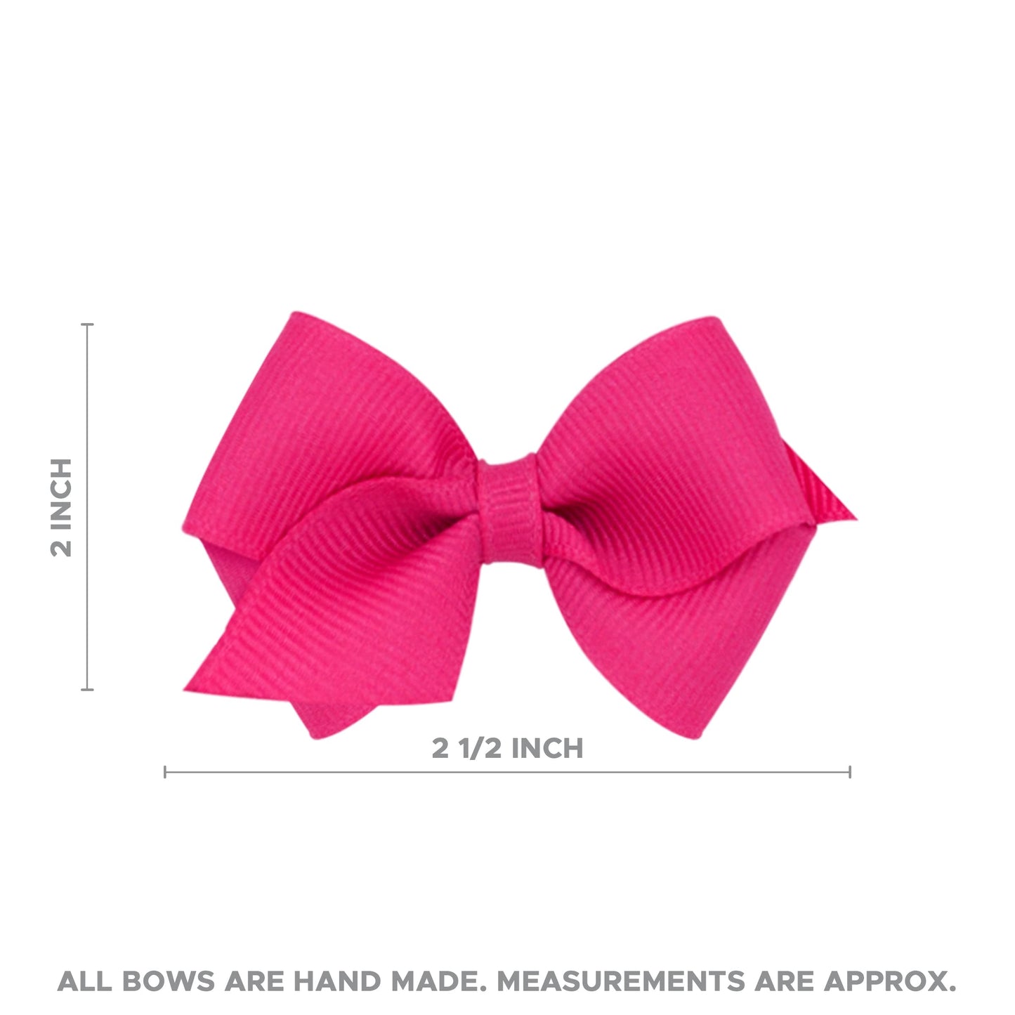 Wee Ones Girls' Classic Grosgrain Hair Bows On A Weestay No-Slip Hair Clip, Handmade, Wee Sized Bow, Hot Pink