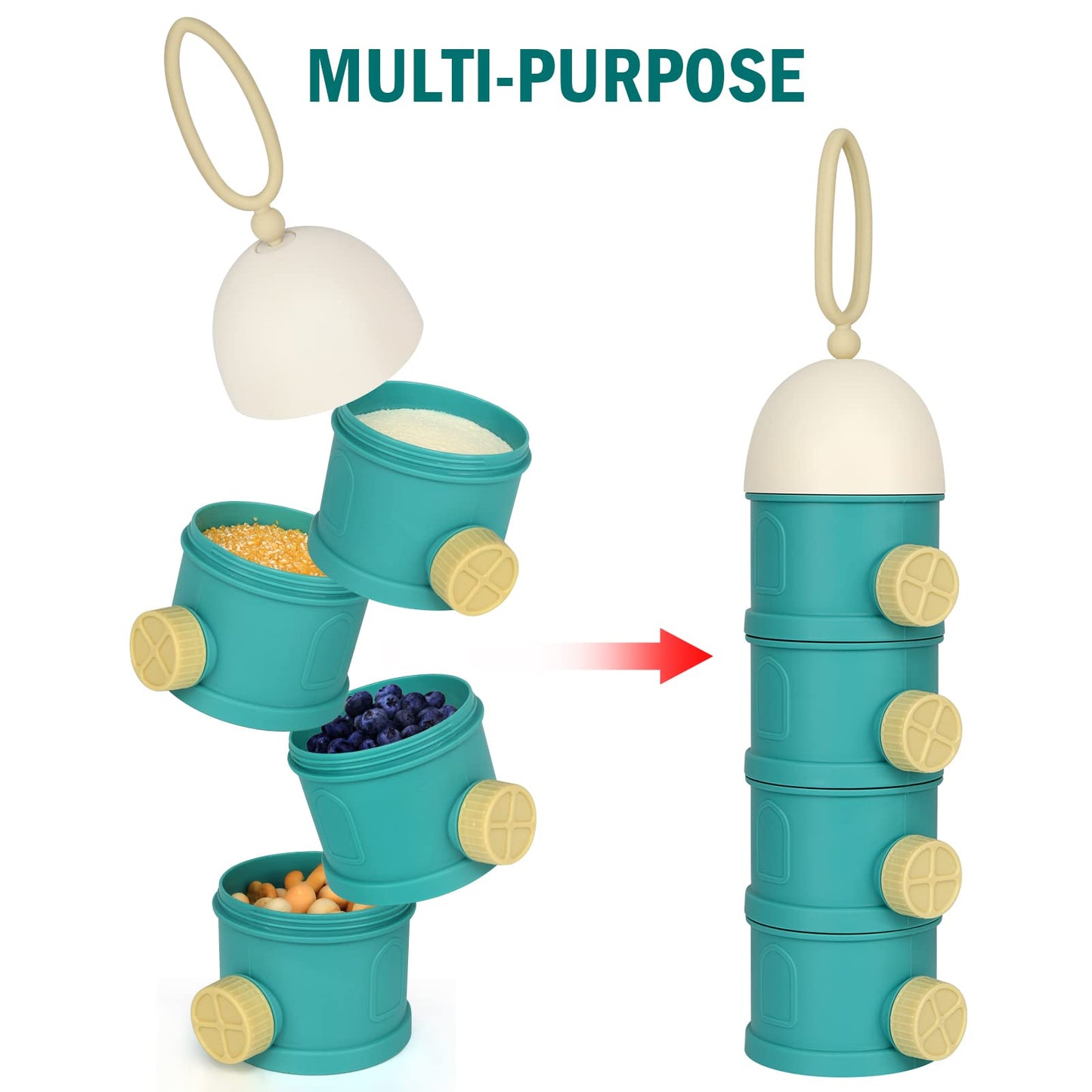 Accmor Formula Dispenser On The Go, 4 Layers Stackable Formula Container To Go, Non-Spill Portable Milk Powder Baby & Kids Snack