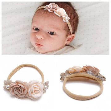 Mligril 6Pcs Baby Floral Headbands Set-Infant Flower Elastic Hair Band Bows Wraps For Toddles Infant