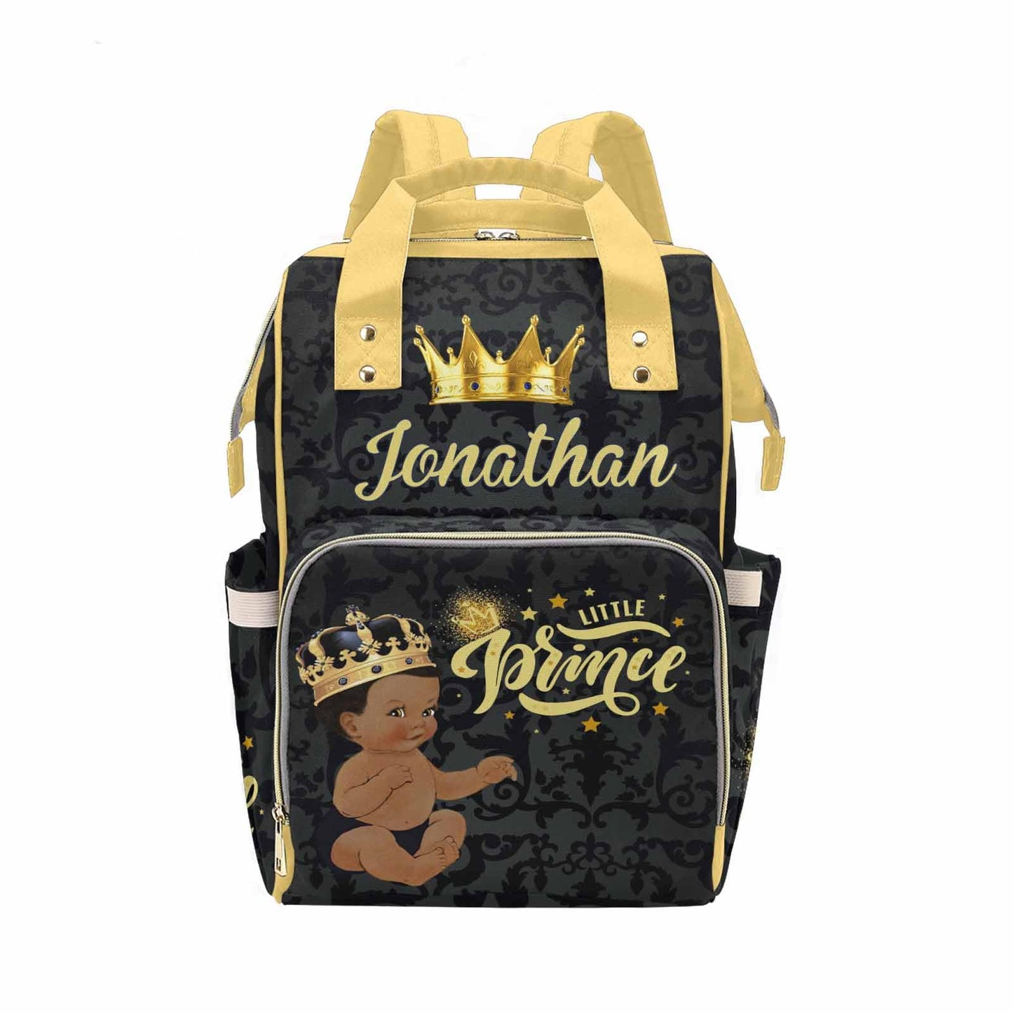 M Yescustom Personalized Name Diaper Bag Backpack, Black Crown Diaper Baby Bags For Mom & Dad, Portable Travel Back Pack Baby Sh