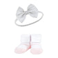 Hudson Baby Baby Girls' Headband And Socks Giftset, Basic Pink Floral, One Size