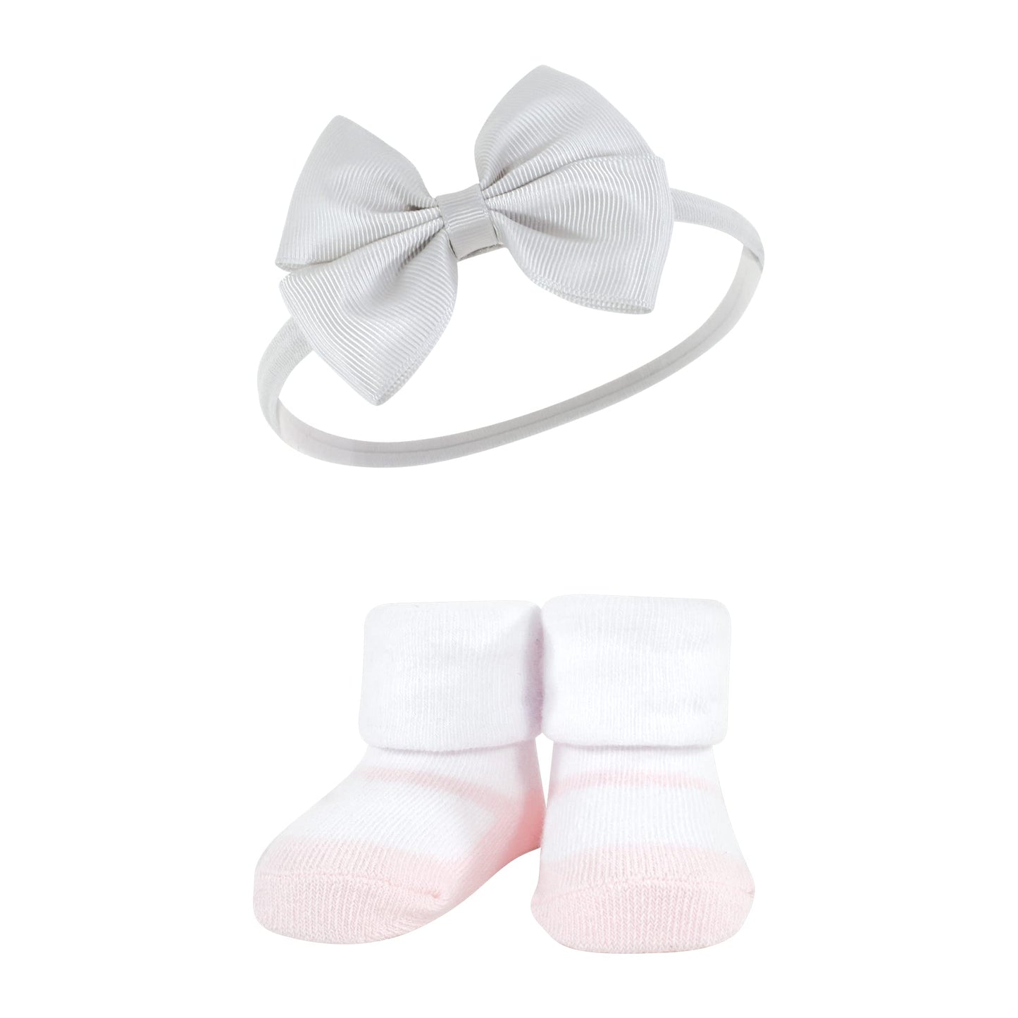 Hudson Baby Baby Girls' Headband And Socks Giftset, Basic Pink Floral, One Size